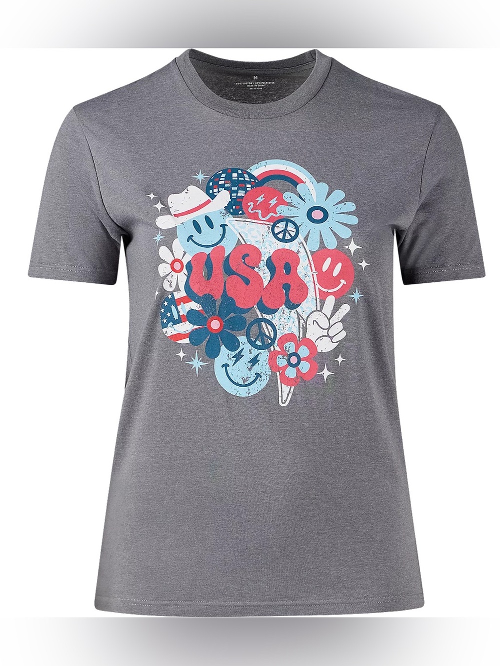 Americana Groovy USA Gray T-Shirt - New - Size XXL
